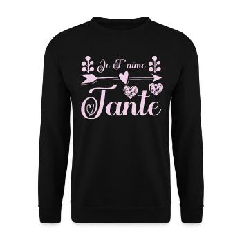 Je t'aime tante, Cadeau tante, cadeau tata. - Sweat-shirt Unisexe - noir - Devant - Alina (178cm) & Michal (187cm)