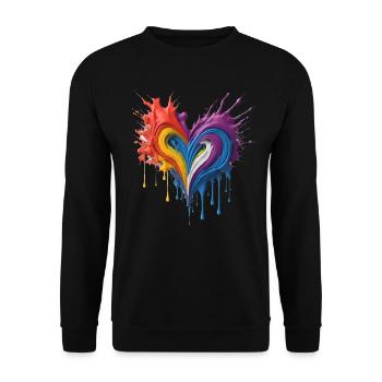 Herz Liebe Farbe Kunst - Unisex Pullover - Schwarz - Vorne - Alina (178cm) & Michal (187cm)