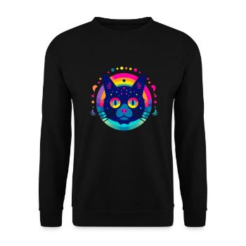 Flat Icon Cat Rainbow - Unisex Pullover - Schwarz - Vorne - Alina (178cm) & Michal (187cm)