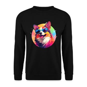 Corgi coloré avec des lunettes de soleil - Sweat-shirt Unisexe - noir - Devant - Alina (178cm) & Michal (187cm)
