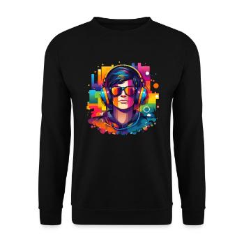 Homme portant un casque et des lunettes de soleil - Sweat-shirt Unisexe - noir - Devant - Alina (178cm) & Michal (187cm)