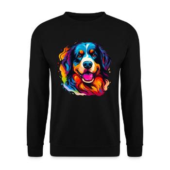 Berner Sennenhund in Regenbogenfarben - Unisex Pullover - Schwarz - Vorne - Alina (178cm) & Michal (187cm)