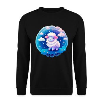 Mouton doux la nuit avec des étoiles - Sweat-shirt Unisexe - noir - Devant - Alina (178cm) & Michal (187cm)