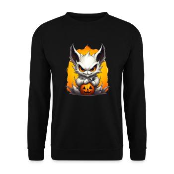 Monstre blanc d’Halloween avec citrouille - Sweat-shirt Unisexe - noir - Devant - Alina (178cm) & Michal (187cm)