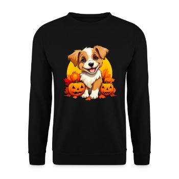 Chiot mignon avec des feuilles et des citrouilles - Sweat-shirt Unisexe - noir - Devant - Alina (178cm) & Michal (187cm)