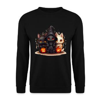 Halloween Cat Trio with Verkelidung - Unisex Sweatshirt - black - Front - Alina (178cm) & Michal (187cm)