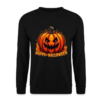 Joyeux visage de citrouille d’Halloween - Sweat-shirt Unisexe - noir - Devant - Alina (178cm) & Michal (187cm)