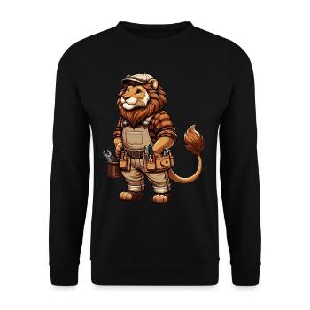 Artisan Lion mignon - Sweat-shirt Unisexe - noir - Devant - Alina (178cm) & Michal (187cm)
