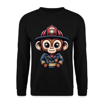 Cute Monkey Firefighter - Unisex Sweatshirt - black - Front - Alina (178cm) & Michal (187cm)