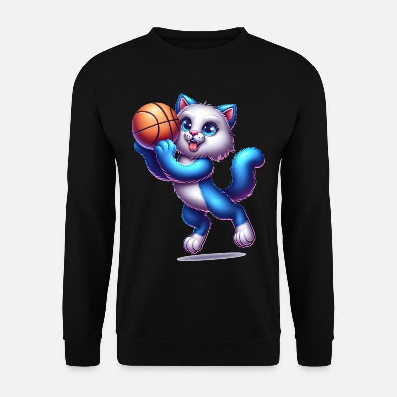 Cute Basketball Player Cat - Unisex Sweatshirt - black