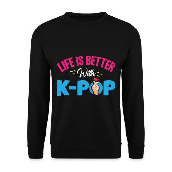 K-Pop | Symbole de la main du cœur - Sweat-shirt Unisexe - noir - Devant - Alina (178cm) & Michal (187cm)