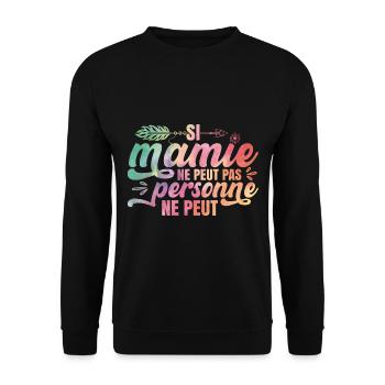 Mamie Humour Petite-Fille - Sweat-shirt Unisexe - noir - Devant - Alina (178cm) & Michal (187cm)