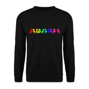 bunte Vogelreihe Raben - Unisex Pullover - Schwarz - Vorne - Alina (178cm) & Michal (187cm)