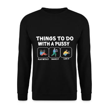 things to do with cats pussy katze kätzchen cat - Unisex Pullover - Schwarz - Vorne - Alina (178cm) & Michal (187cm)
