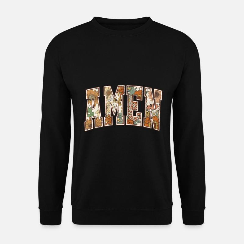Amen Christlich Bibel Jesus Blumen Ornament Kirche - Unisex Pullover - Schwarz