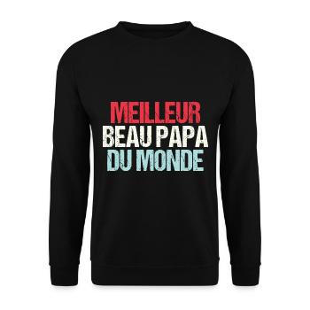 Meilleur Beau Papa Du Monde - Sweat-shirt Unisexe - noir - Devant - Alina (178cm) & Michal (187cm)