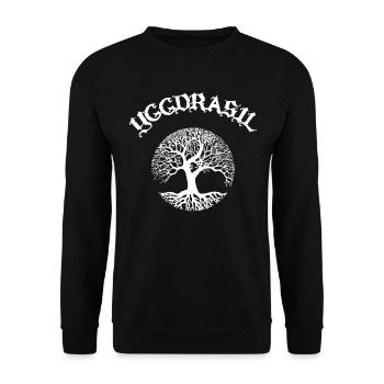 Weltenbaum Yggdrasil Lebensbaum Wikinger - Unisex Pullover - Schwarz - Vorne - Alina (178cm) & Michal (187cm)