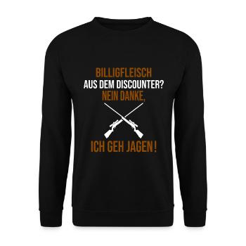 Wildschwein Jagd Lustiger Spruch Jagen für Jäger - Unisex Pullover - Schwarz - Vorne - Alina (178cm) & Michal (187cm)