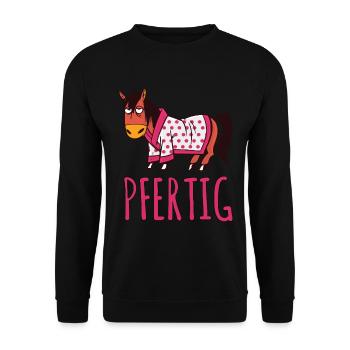 Pfertig Reiten gehen Reitverein Pferd - Unisex Pullover - Schwarz - Vorne - Alina (178cm) & Michal (187cm)
