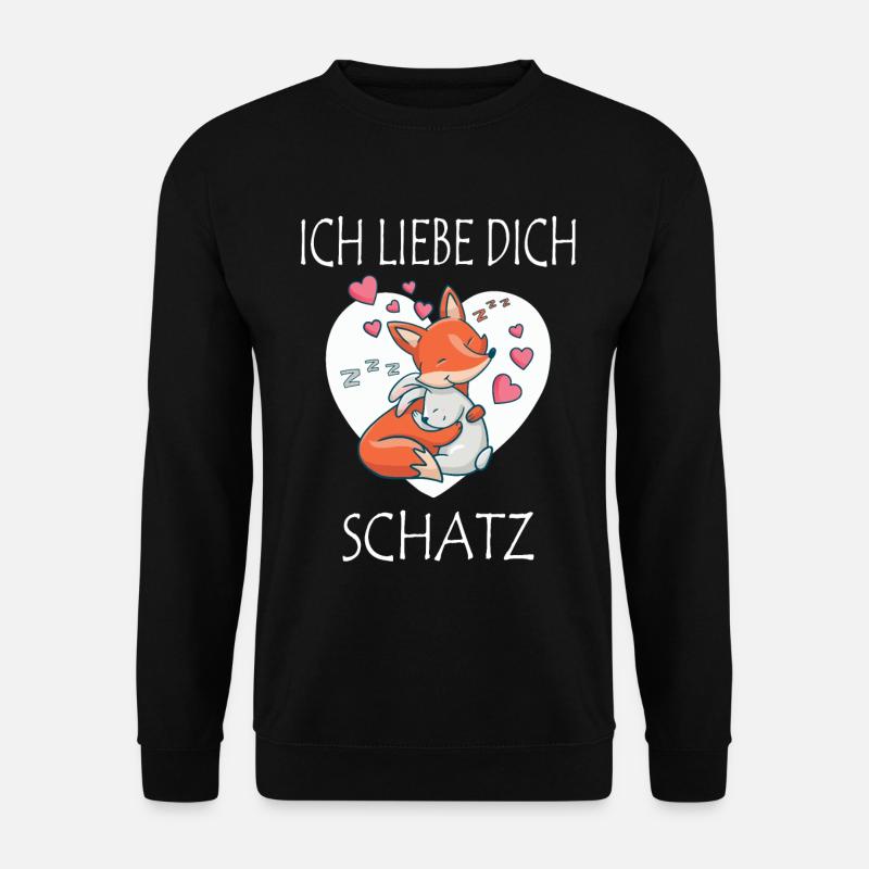 Ich liebe dich Schatz Fuchs und Hase die kuscheln - Unisex Pullover - Schwarz