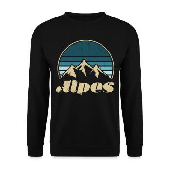 Alpes - Alpen ... Wandern, Berge, Skifahren - Unisex Pullover - Schwarz - Vorne - Alina (178cm) & Michal (187cm)
