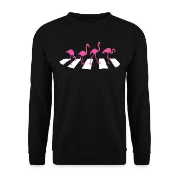 Rosa Flamingo lustiges Rosaflamingo Design - Unisex Pullover - Schwarz - Vorne - Alina (178cm) & Michal (187cm)