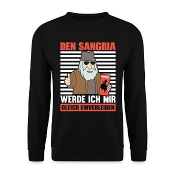 DEN SANGRIA WERDE ICH MIR GLEICH EINVERLEIBEN - Unisex Pullover - Schwarz - Vorne - Alina (178cm) & Michal (187cm)