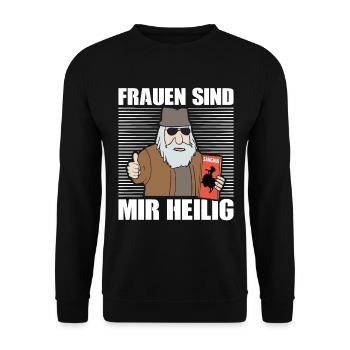 FRAUEN SIND MIR HEILIG Harald Krull - Unisex Pullover - Schwarz - Vorne - Alina (178cm) & Michal (187cm)