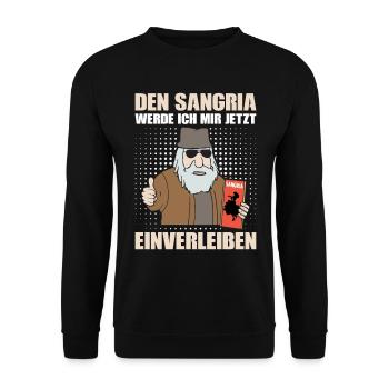 DEN SANGRIA WERDE ICH MIR JETZT EINVERLEIBEN - Unisex Pullover - Schwarz - Vorne - Alina (178cm) & Michal (187cm)