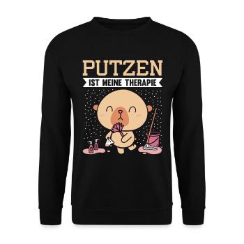 PUTZEN IST MEINE THERAPIE - Unisex Pullover - Schwarz - Vorne - Alina (178cm) & Michal (187cm)