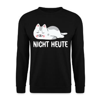 Bitte nicht Heute Müde Katze will schlafen Katzen - Unisex Pullover - Schwarz - Vorne - Alina (178cm) & Michal (187cm)