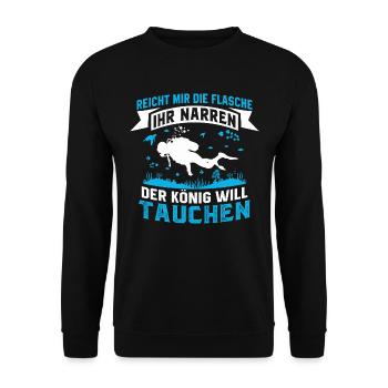 der König will tauchen - Unisex Pullover - Schwarz - Vorne - Alina (178cm) & Michal (187cm)