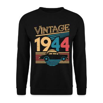 60 Jahre alte Geschenke Vintage Jahrgang 1944 Retro - Unisex Pullover - Schwarz - Vorne - Alina (178cm) & Michal (187cm)