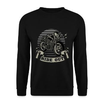 Sortez. Motocycliste. Motocyclette. - Sweat-shirt Unisexe - noir - Devant - Alina (178cm) & Michal (187cm)