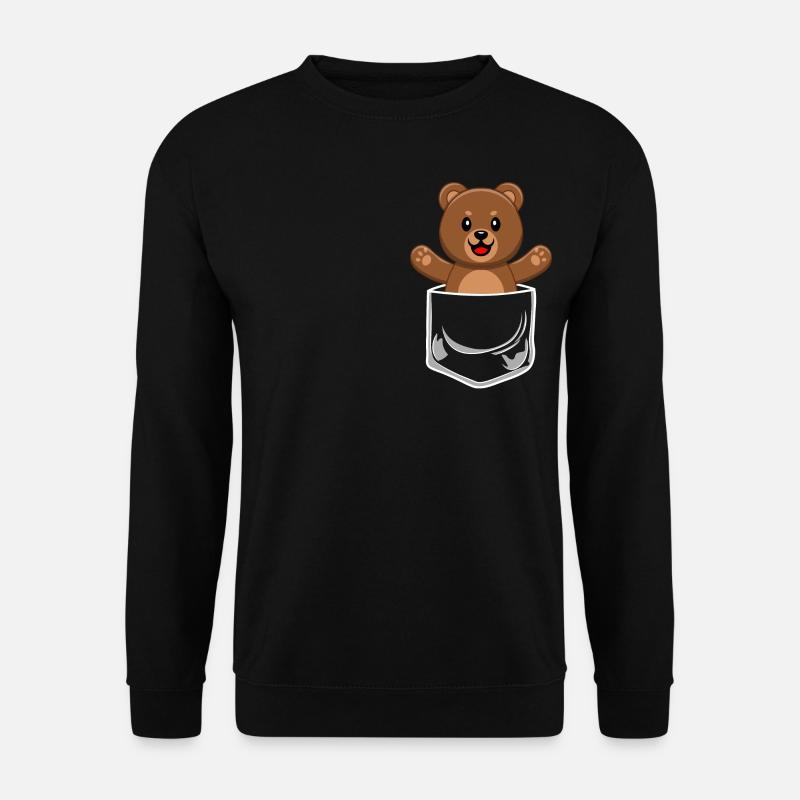 Bär Brusttasche Braunbär Teddybär - Unisex Pullover - Schwarz