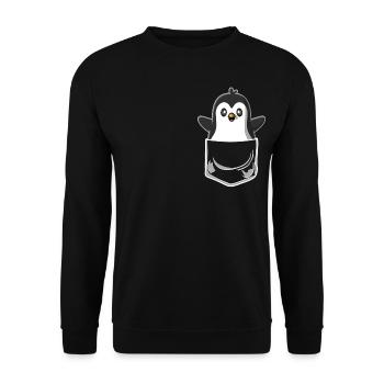 Penguin Chest Pocket Pocket - Unisex Sweatshirt - black - Front - Alina (178cm) & Michal (187cm)