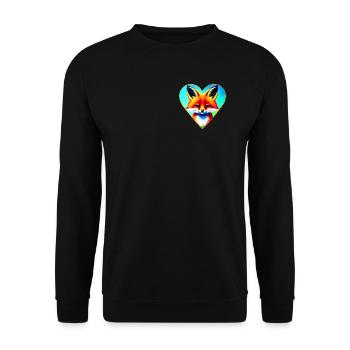 Cute fox in heart shape - Unisex Sweatshirt - black - Front - Alina (178cm) & Michal (187cm)