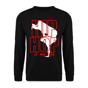 hip hop is my life - Unisex Pullover - Schwarz - Vorne - Alina (178cm) & Michal (187cm)