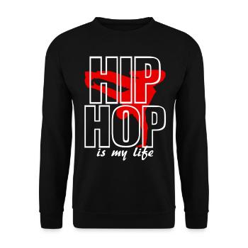 hip hop is my life - Unisex Pullover - Schwarz - Vorne - Alina (178cm) & Michal (187cm)