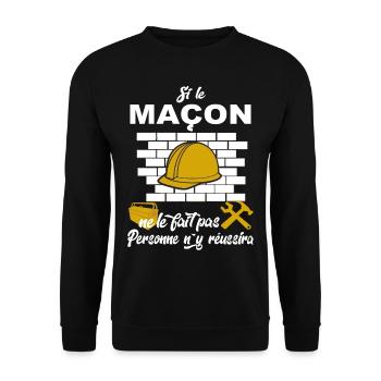 Maçon Shirt • Metier des forts • Maçon Cadeau - Sweat-shirt Unisexe - noir - Devant - Alina (178cm) & Michal (187cm)