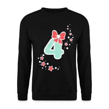 Four 4th birthday girl 4 with bow number - Unisex Sweatshirt - black - Front - Alina (178cm) & Michal (187cm)