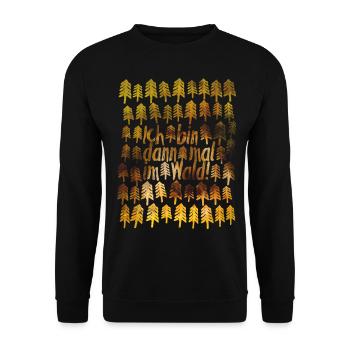 Ich bin im WALD | übernachten Outdoor schlafen - Unisex Pullover - Schwarz - Vorne - Alina (178cm) & Michal (187cm)