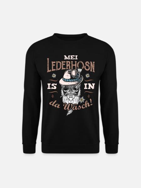 Mei Lederhosn is in da Wäsch Ersatz Tracht Bayern - Unisex Pullover - Schwarz