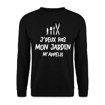 J'peux pas mon jardin m'appelle drôle jardinier - Sweat-shirt Unisexe - noir - Devant - Alina (178cm) & Michal (187cm)