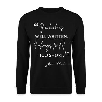 Avid Reader II - Citation de Jane Austen - Sweat-shirt Unisexe - noir - Devant - Alina (178cm) & Michal (187cm)