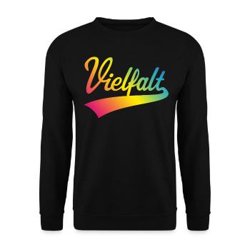 Vielfalt (Diversity / PNG) - Unisex Pullover - Schwarz - Vorne - Alina (178cm) & Michal (187cm)