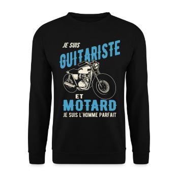 guitariste et motard l'homme parfait - Sweat-shirt Unisexe - noir - Devant - Alina (178cm) & Michal (187cm)