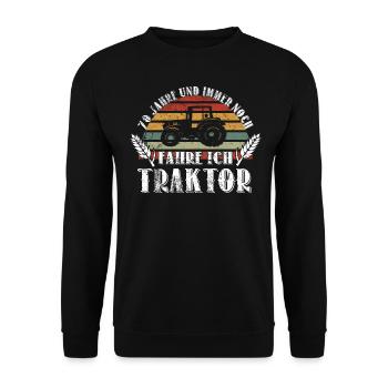 70 Geburtstag Bauer Landwirt Traktor 70 Jahre - Unisex Pullover - Schwarz - Vorne - Alina (178cm) & Michal (187cm)