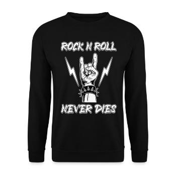 Rock N Roll Never Dies Music Hard Rock Heavy Metal - Unisex Sweatshirt - black - Front - Alina (178cm) & Michal (187cm)