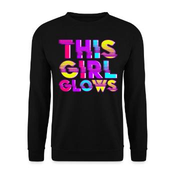 This Girl Glows Party 80er vintage farbenfrohes - Unisex Pullover - Schwarz - Vorne - Alina (178cm) & Michal (187cm)
